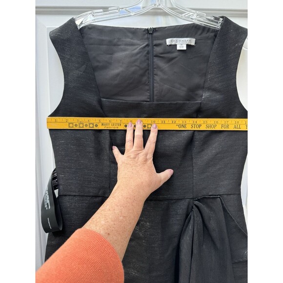 NWT Kay Unger Lola Metallic Twill Midi Dress Women’s Size 14 Sleeveless Black - Picture 12 of 16